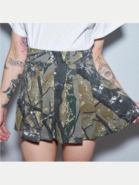 FBC Forest Camo Pleated Micro Mini Skirt